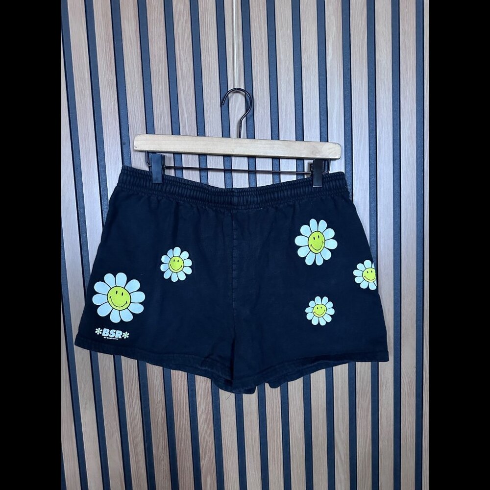 Bsr By Samii Ryan x Smiley Shorts XL Black Dandelion Pull On Fleece Bermuda
